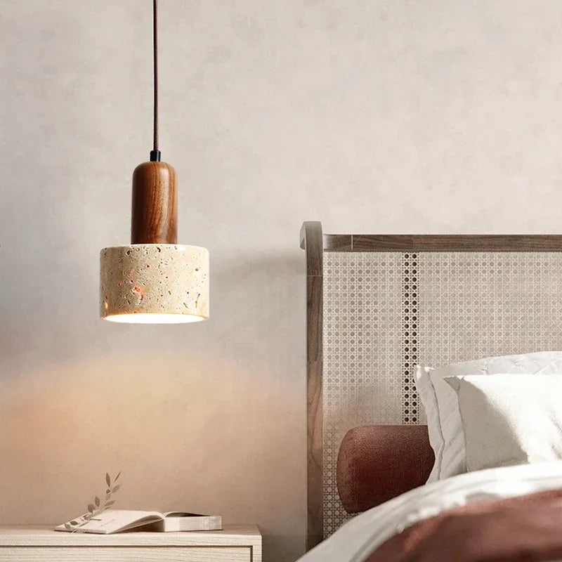 Yellow Travertine Bedside Pendant Light