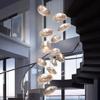 Glass LED Chandelier Lighting for Modern Stairs, Dining Room, and Home Bar