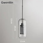 Nordic Glass Pendant Light | Modern Kitchen Dining Hanging Lamps | Industrial Loft LED Fixture