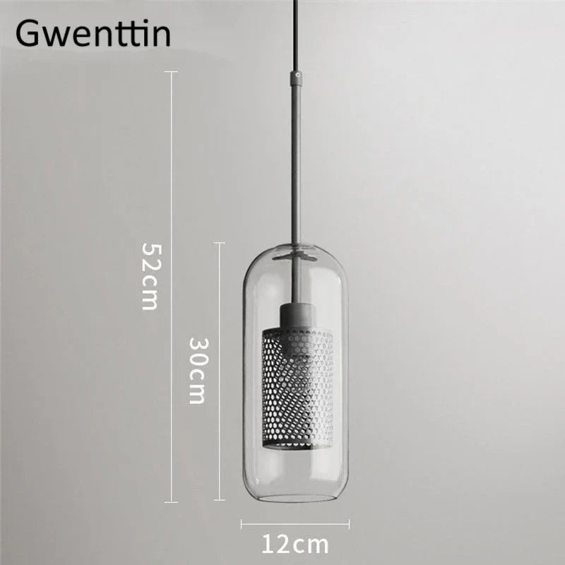Nordic Glass Pendant Light | Modern Kitchen Dining Hanging Lamps | Industrial Loft LED Fixture