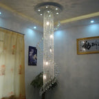 Round Crystal Chandelier LED Light Fixture for Luxury Decor in Living Room