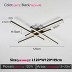 Black Chandelier LED Ceiling Lamp: Nordic Minimalist Square Living Room & Bedroom Lights