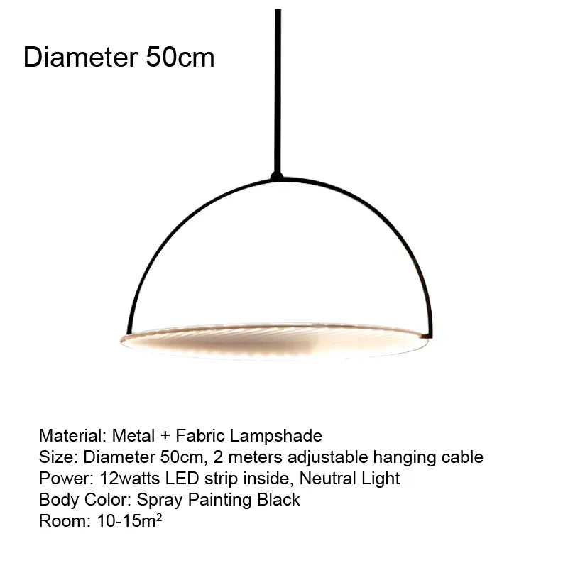 Kepler Fabric Pendant Lamp - Bar Loft Dining Table Light