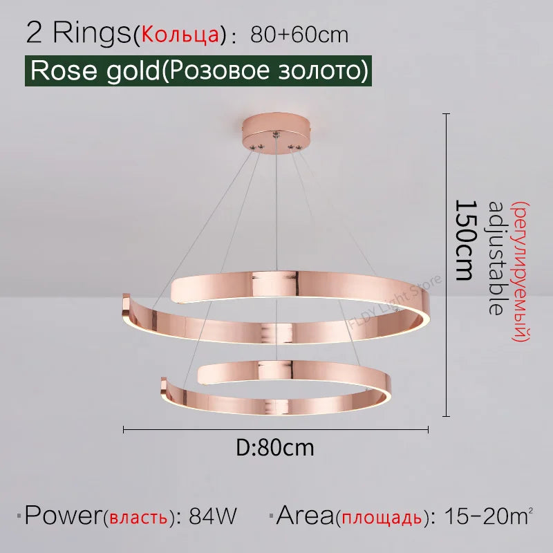 Round Ring LED Chandelier for Dining Room Bedroom Living Room Modern Nordic Decor