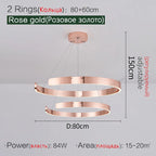 Round Ring LED Chandelier for Dining Room Bedroom Living Room Modern Nordic Decor