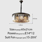 Crystal Ceiling Chandelier: Modern Vintage Hanging Light for Living Dining Room