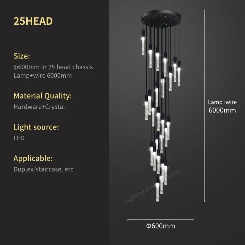 Crystal Bubble Chandelier Pendant Light - Modern Staircase Hanging Fixture