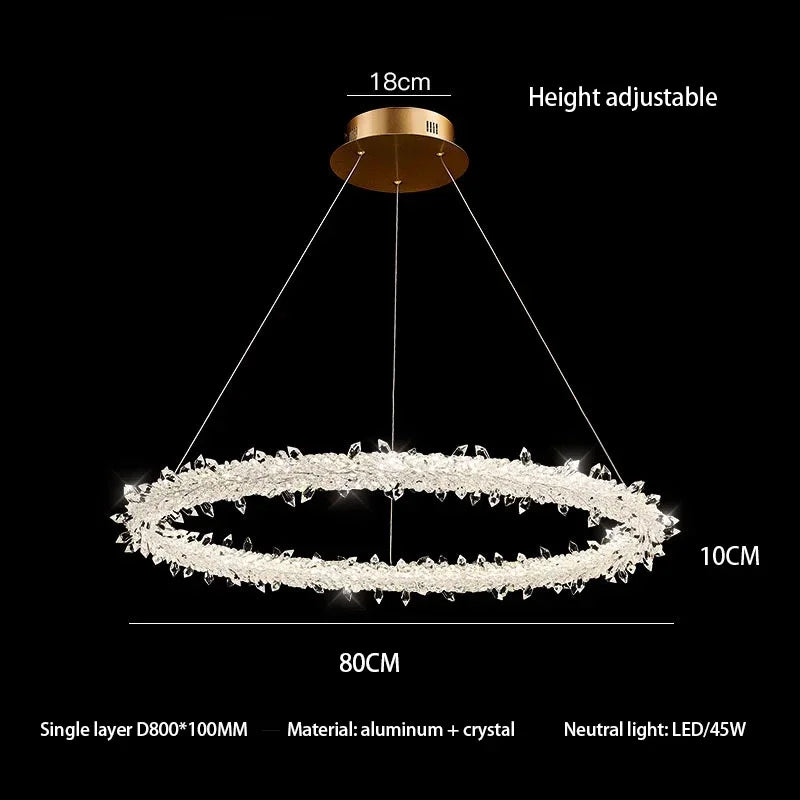Crystal Flower LED Chandelier: Elegant Round Pendant Light for Dining & Living Room