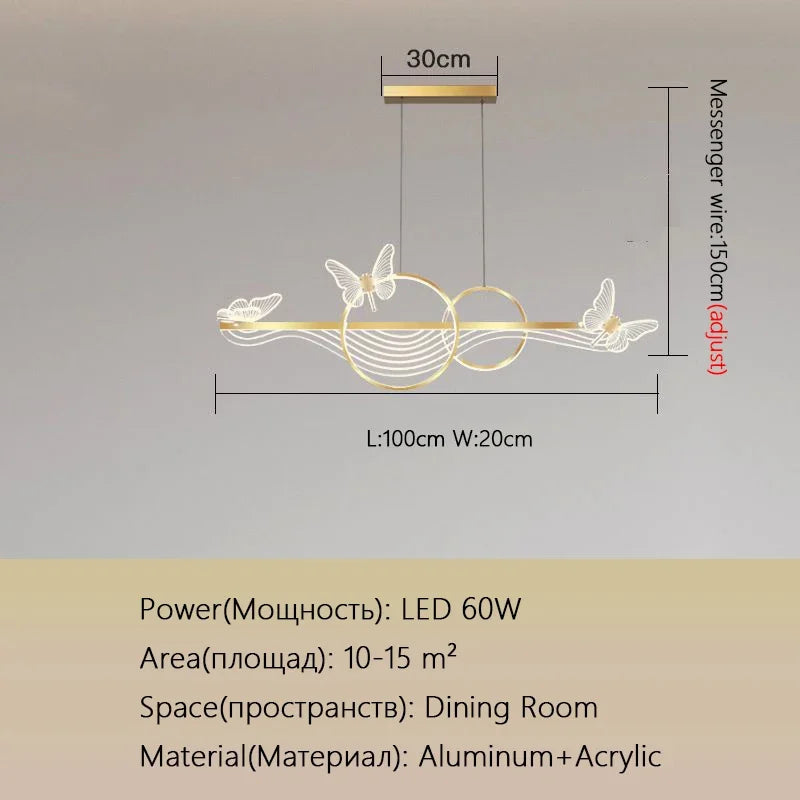 Butterfly Chandelier: Modern Minimalist Pendant Lamp for Dining Room, Study, Bar