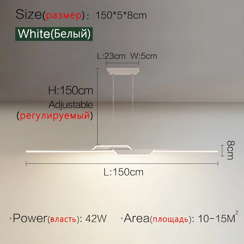 Modern Minimalist Luxury Chandelier Strip Lamp Set for Dining Room Island Table