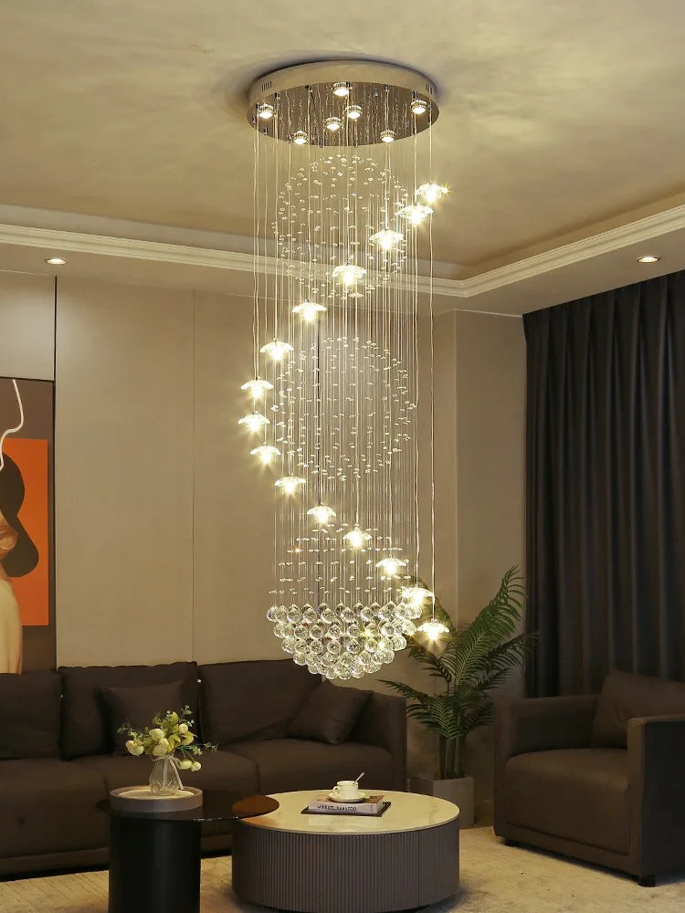 Spiral Long Chandelier: Modern Nordic Loft Staircase Pendant Lamp