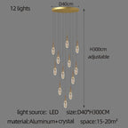 Crystal Penthouse Chandelier: Luxury Staircase Pendant Light for Modern Living Room & Loft