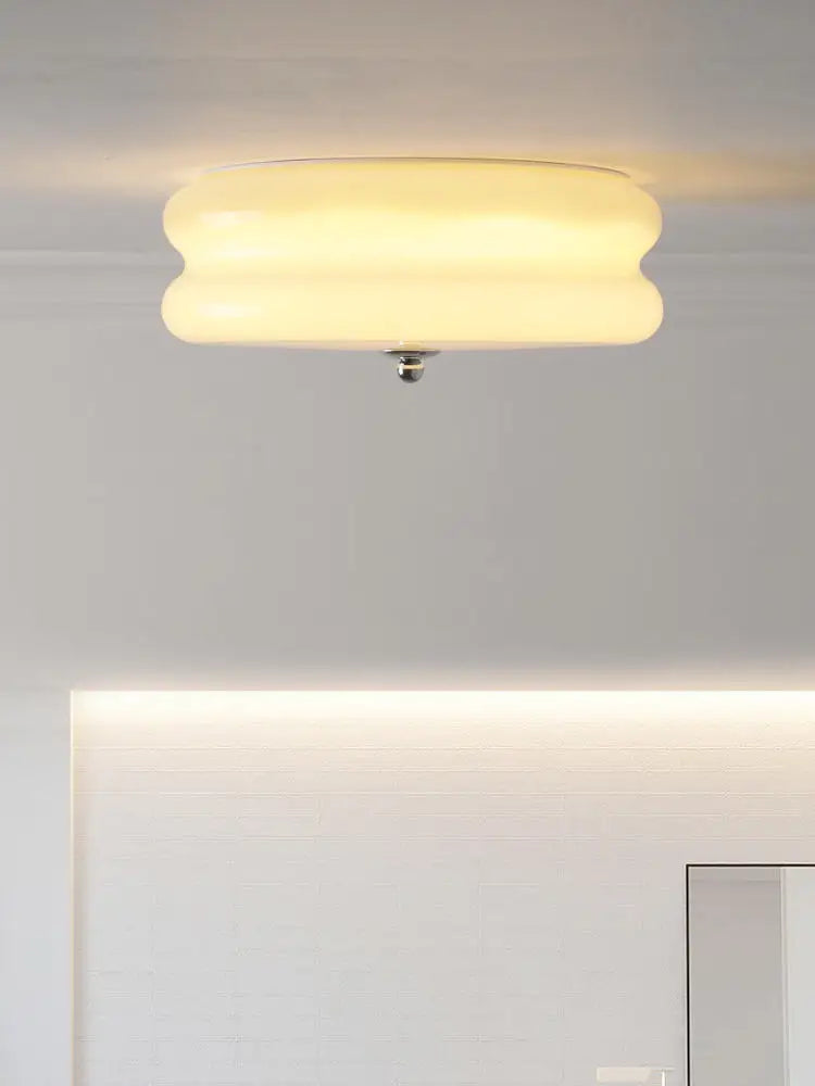 White Yellow Glass LED Ceiling Chandelier Modern Living Room Decor