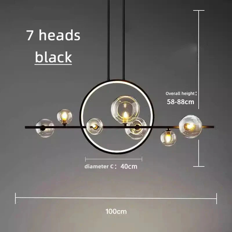 Bubble Glass Chandelier LED Dining Table Spherical Lighting