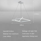 Modern Minimalist LED Ceiling Chandelier Dimmable Bedroom Living Room Lighting