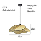 Leaf Grid Handmade Rattan Screen Chandelier for Modern Living Room and Bedroom