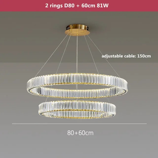 Luxury Crystal Round Pendant Chandelier for Living Room & Bedroom