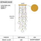 Wooden LED Chandelier for Living Room Ceiling Modern Lighting Fixtures