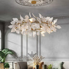 Ginkgo Leaf Crystal Chandelier - Elegant LED Pendant Lamp for Dining & Living Room