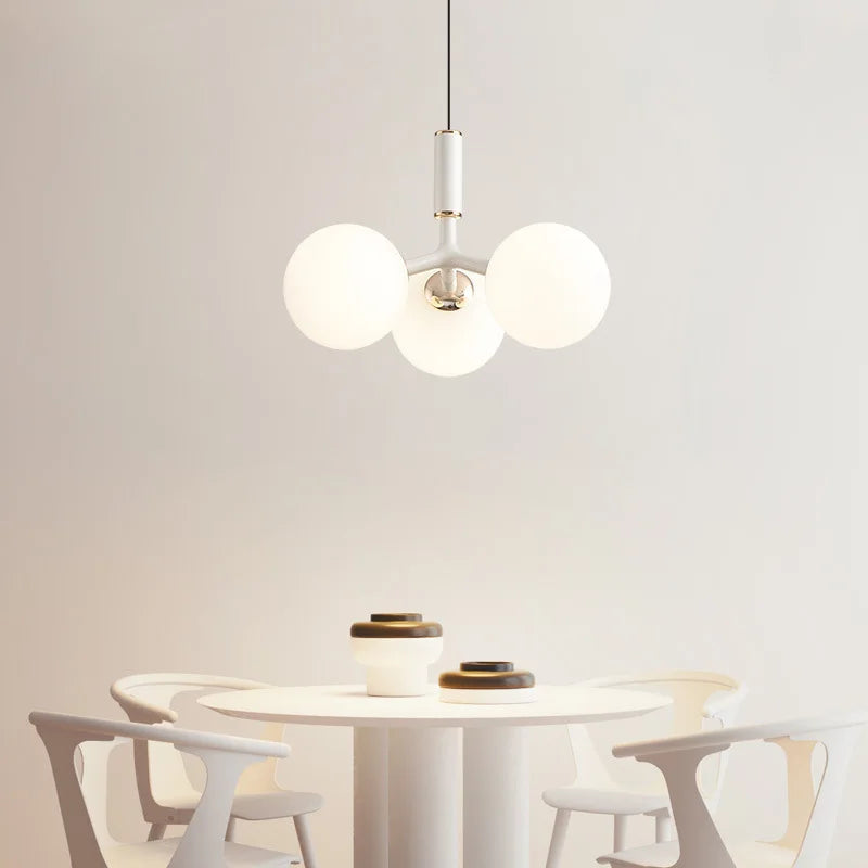 Magic Bean 9 White Glass Chandelier LED Suspension Lamp