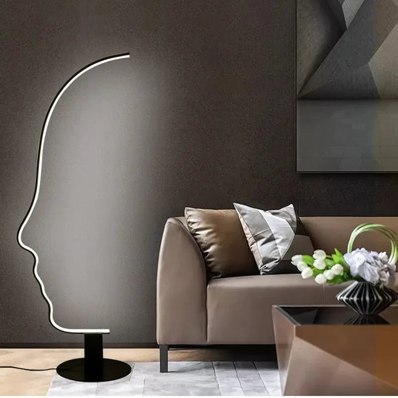 Modern Human Face Art Floor Lamp: Creative Nordic Design for Living Room, Bedroom.