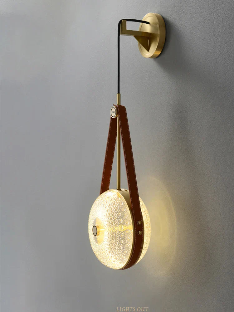 Copper Glass Wall Lamp: Nordic Light Luxury Leather Bedroom Decor
