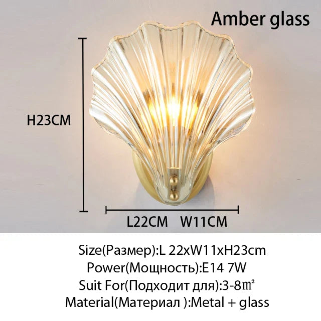 Nordic Shell LED Glass Wall Lamp for Bedroom, Living Room, Aisle - Elegant Lighting