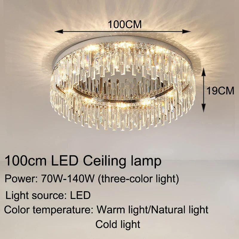 Luxury Crystal Round Black Gold Ceiling Chandelier for Bedroom Living Room Lighting