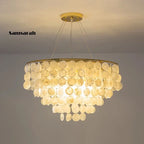 Gold Chrome Metal Shell Chandelier for Restaurant Living Room Hotel Hall