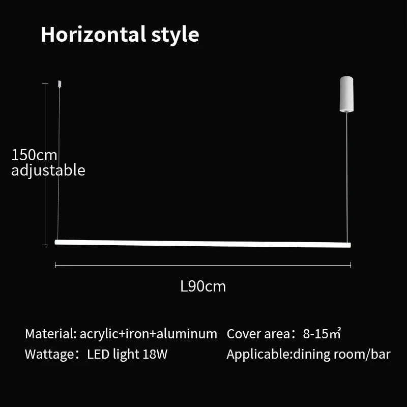 Minimalist Long Strip LED Chandelier for Office, Dining Room, and Bar