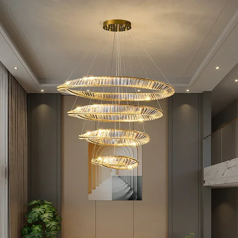 Gold LED Crystal Pendant Chandelier for Luxury Living Dining Room LightingDécor