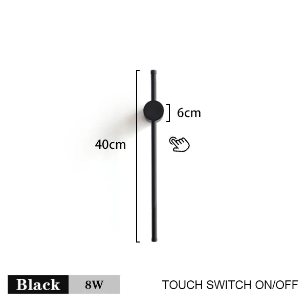 Modern LED Wall Lamp with Touch Switch, 350° Rotation for Bedroom and Living Room