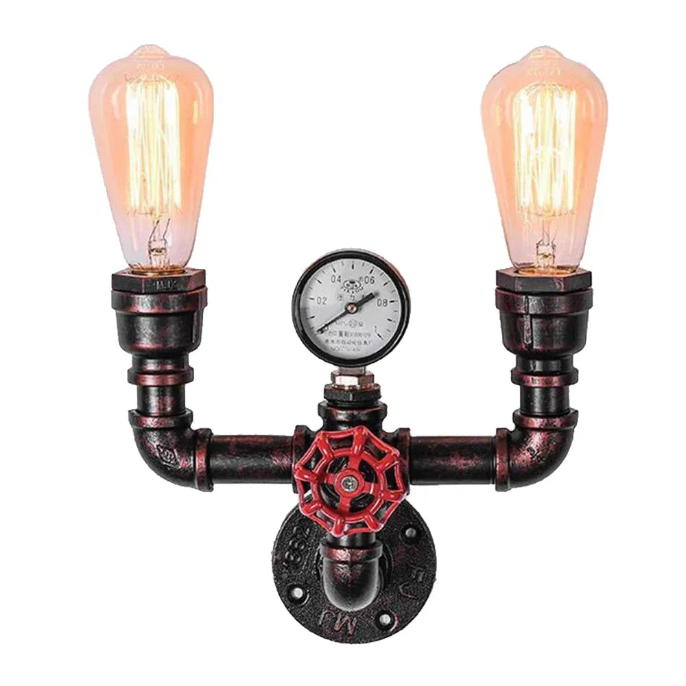 Retro Loft Water Pipe LED Wall Light - Multi Lights Industrial Iron Lamp