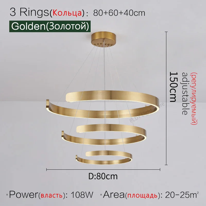 Round Ring LED Chandelier for Dining Room Bedroom Living Room Modern Nordic Decor