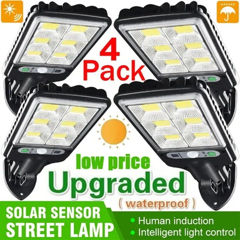 Solar Outdoor Street Light with Motion Sensor Security, 3 Light Mode Waterproof Lighting