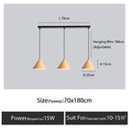 Nordic Wooden Pendant Lamp Multi Head Hanging Light for Dining Table and Living Room