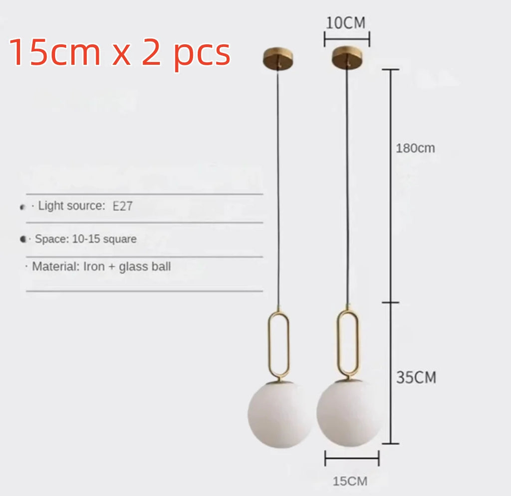 Golden Glass Ball Pendant Lights - Modern Luminaire for Bedroom, Kitchen & Decor