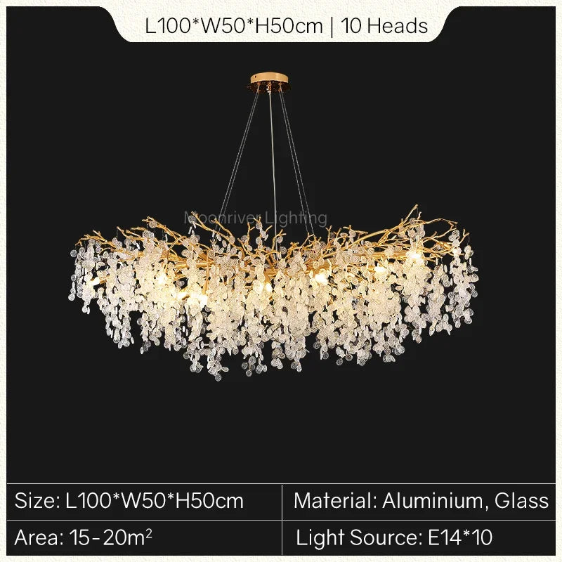 Gold Tree Branch Chandelier: Elegant European Style Pendant Light for Home Decor