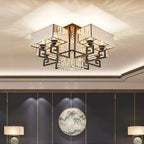 Crystal Rectangular Ceiling Light for Living Room, Bedroom, and Dining Room
