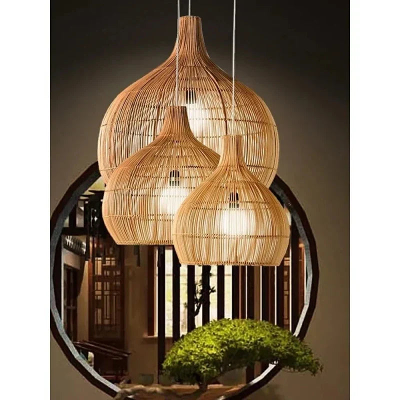 Rattan Weave Chandelier | Handmade Nordic Pastoral Style LED Decor Light