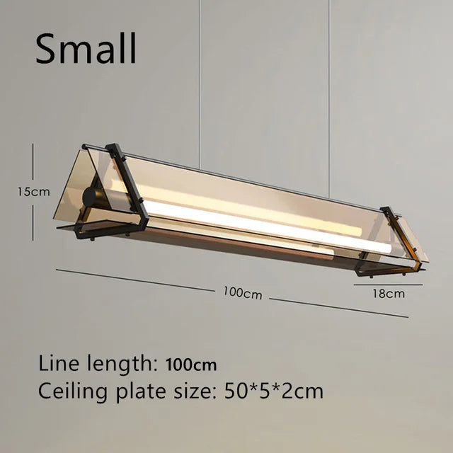 Amber LED Pendant Lamp Tempered Glass Dining Table Minimalist Modern Design