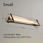 Amber LED Pendant Lamp Tempered Glass Dining Table Minimalist Modern Design