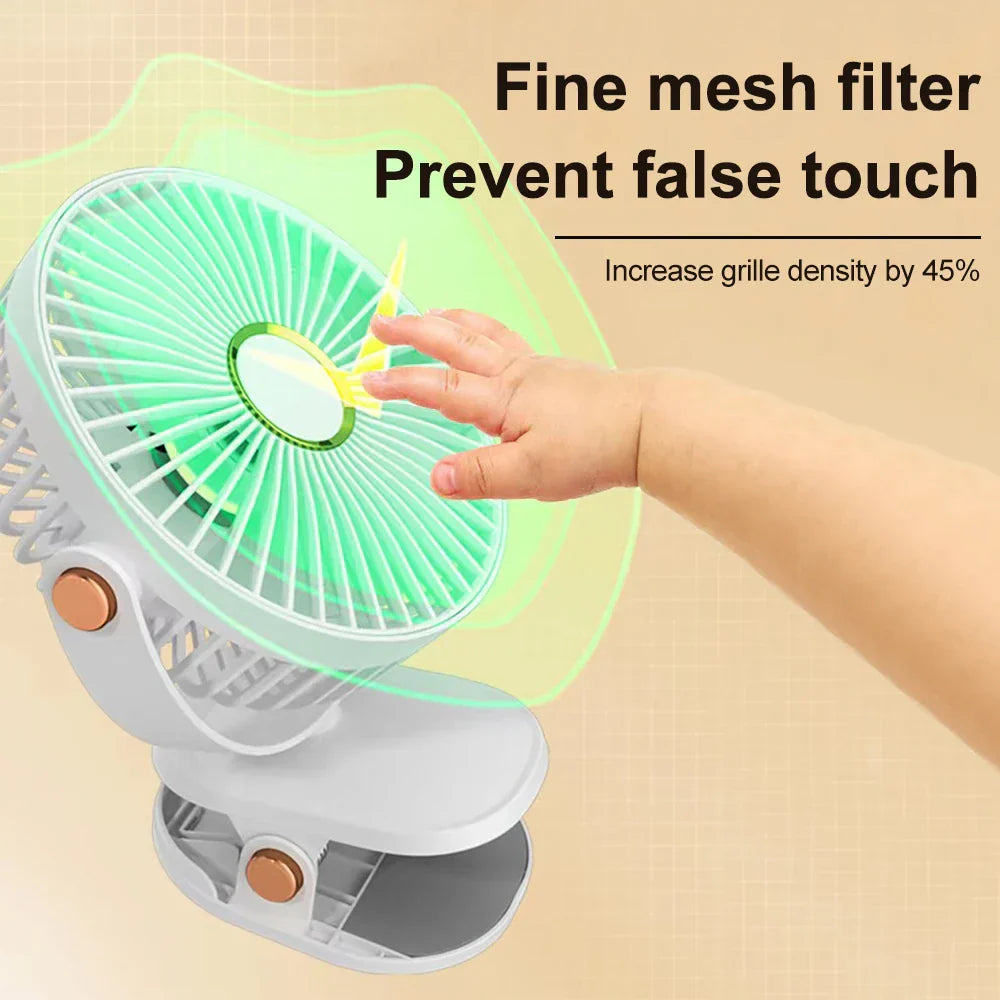 LED Clip Fan: Rechargeable, Silent, 5-Speed Desk Fan & Night Light