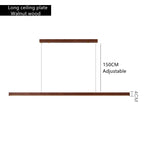 Dimmable Wooden Pendant Lamp: Long Strip Minimalist Hanging Indoor Lighting