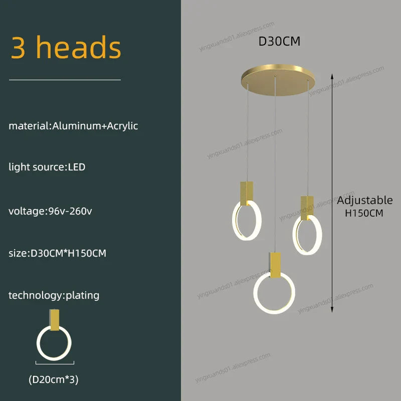 Modern Luxury Gold\Black Acrylic Loft Chandelier