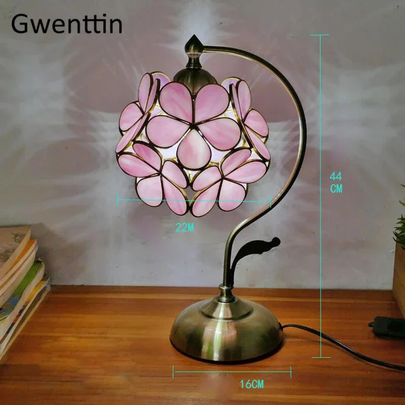 Stained Glass Tiffany Bedside Table Lamp for Home Bedroom Decor