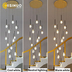Gold Crystal Raindrop Chandelier for Staircase Foyer