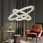 Crystal Flower LED Chandelier: Elegant Round Pendant Light for Dining & Living Room