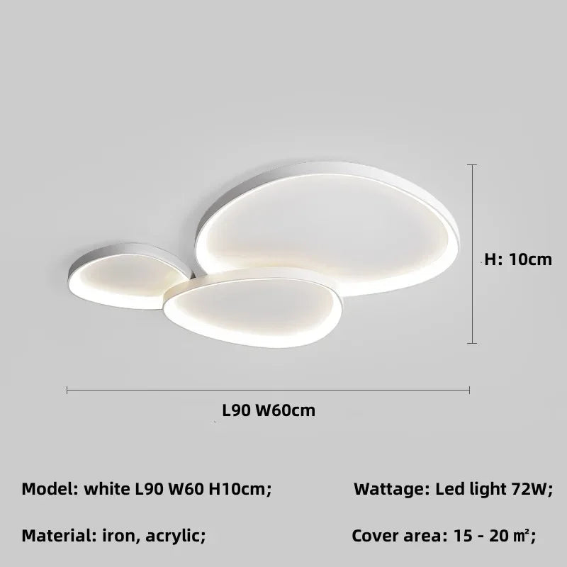 Nordic LED Ceiling Chandelier, Dimmable Black Stone Design for Living Room and Bedroom