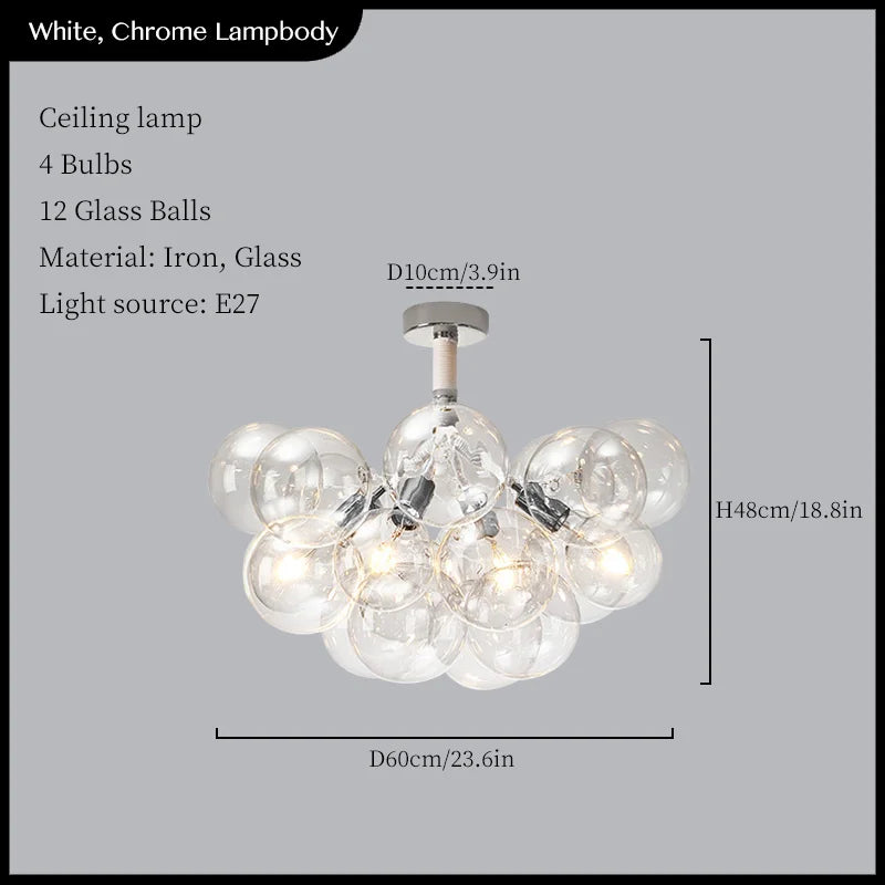 Glass Balls Ceiling Pendant Lights Minimalist Living Room Chandelier Shop Bar Decor